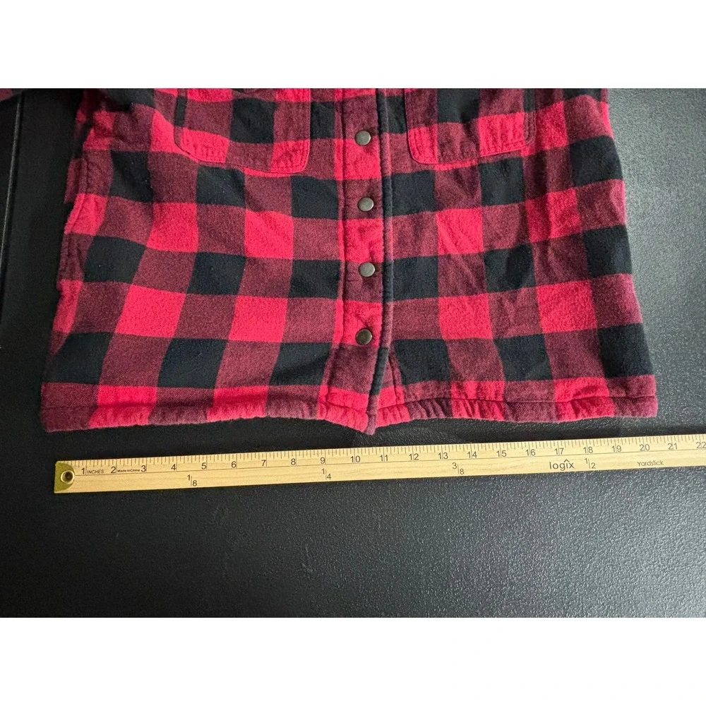 Lucky Brand Red Black Buffalo Plaid Sherpa Lined Shirt Jacket Shacket Mens M‎
